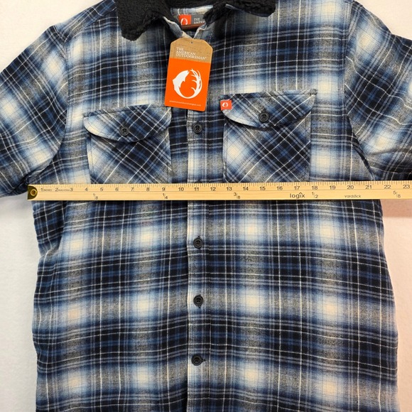 The American Outdoorsman Men's Fleece/Sherpa Lined Flannel Shacket Blue M New - Picture 6 of 8